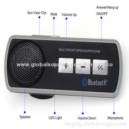 Bluetooth Car Kit with Voice Reminder Power-on/Off by NFC (Optional), Up to 15-hour Talk Time